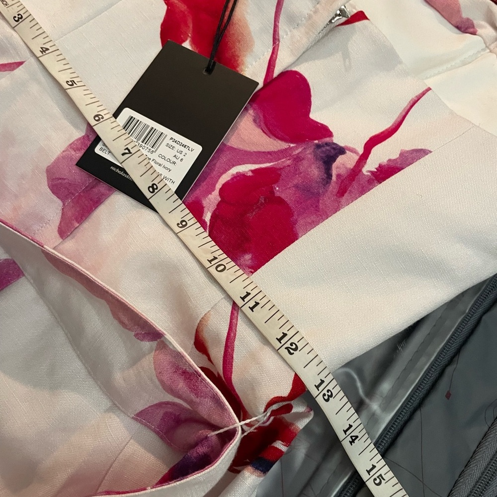 New NICHOLAS IVORY FLORAL Linen Blend Sia Strapless Midi Dress sz 2 - Picture 12 of 12